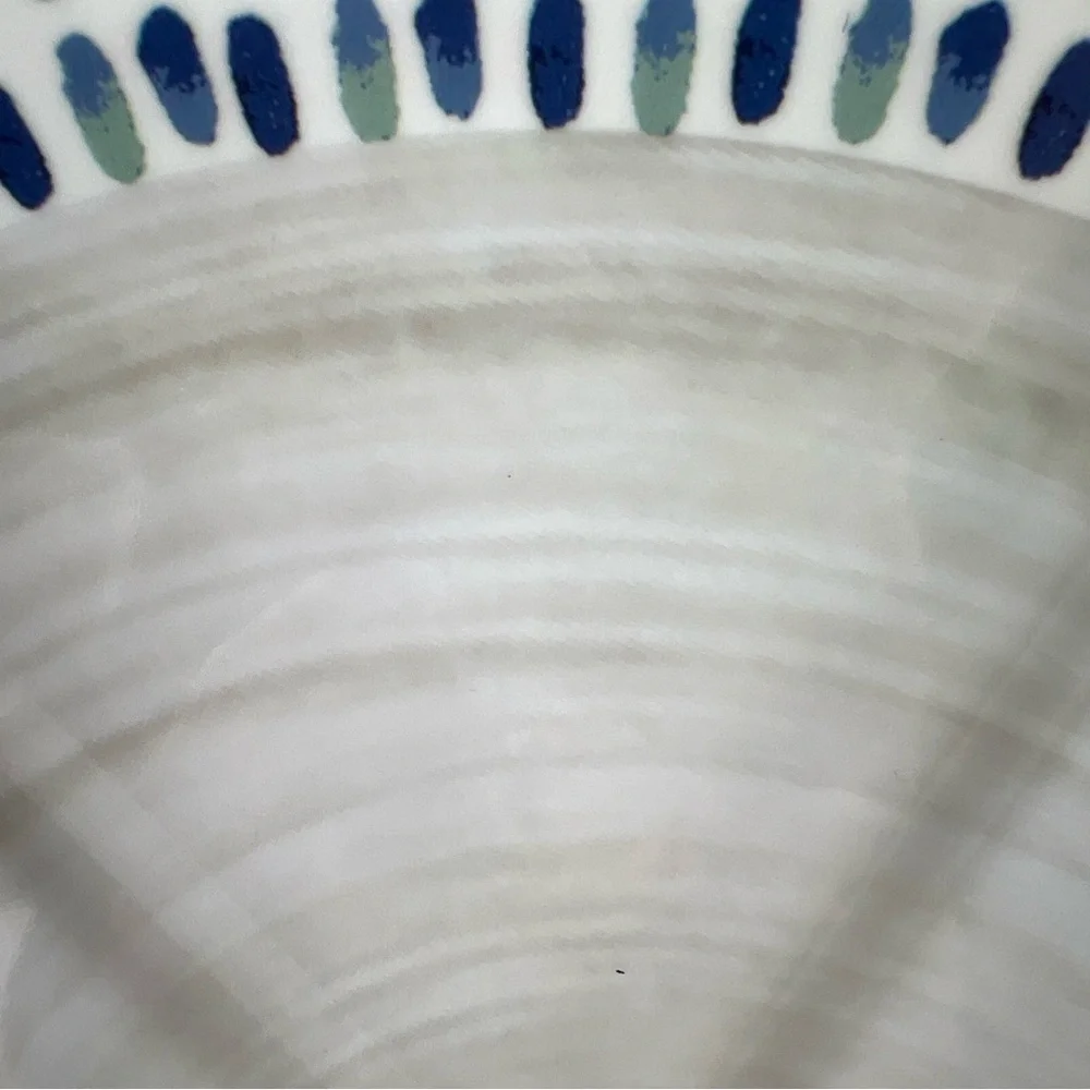 Sigrid Olsen Melamine Dinner Plates Modern Blue White Grey Pattern Set of 4 NEW
